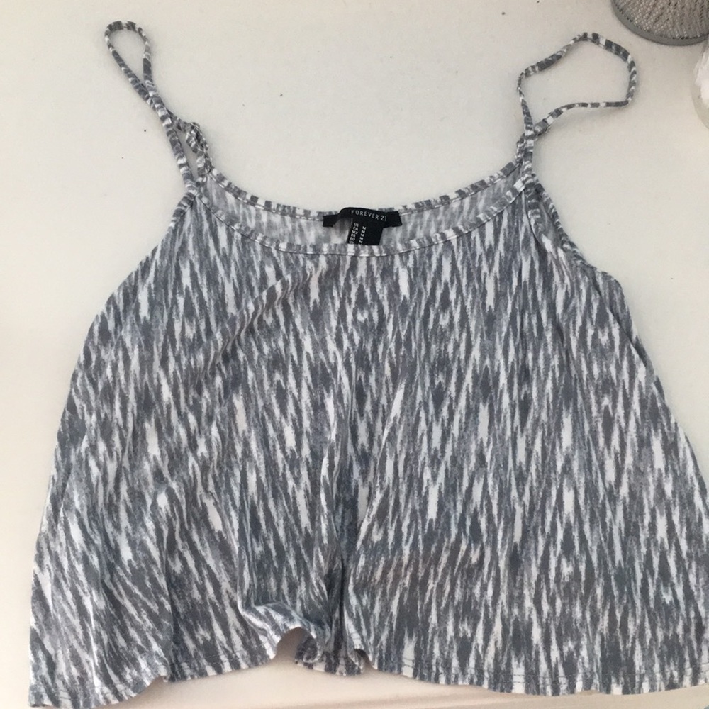 a gray and white crop top